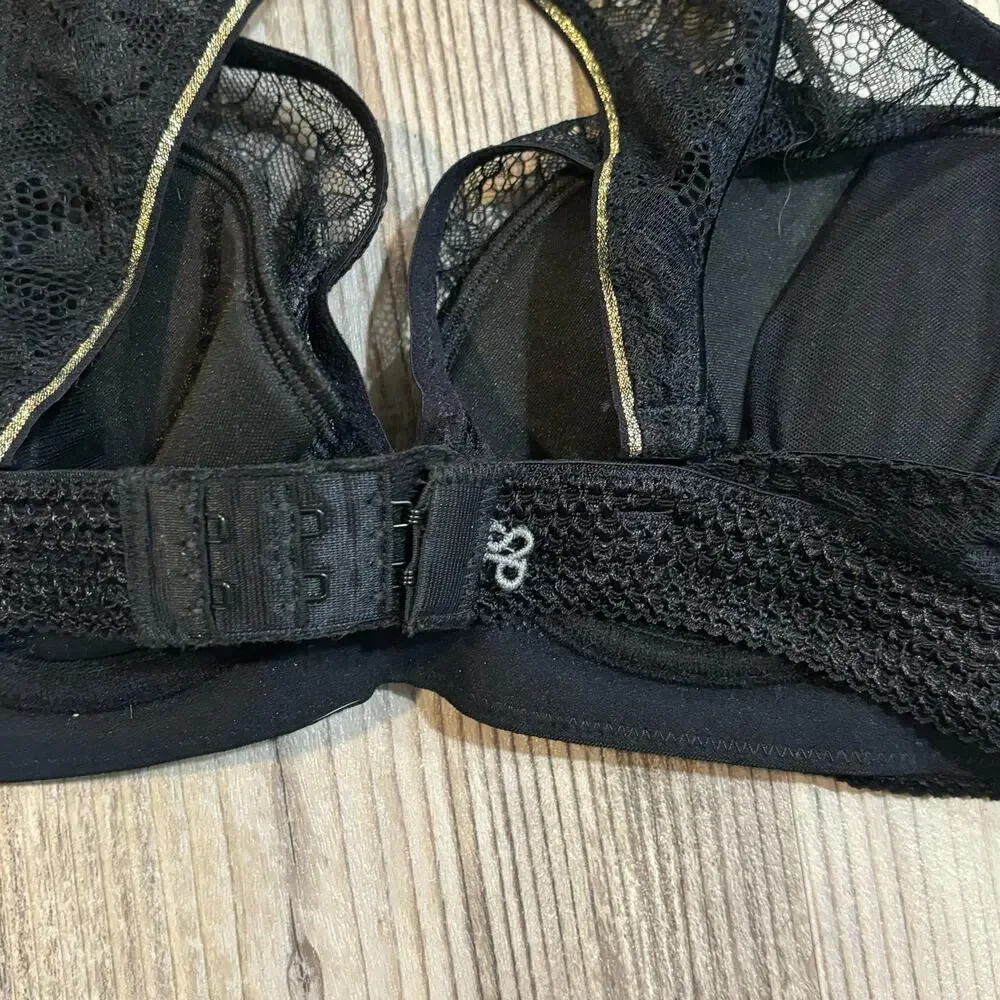 Simone Perele Black Floral Lace Bra - size 30A